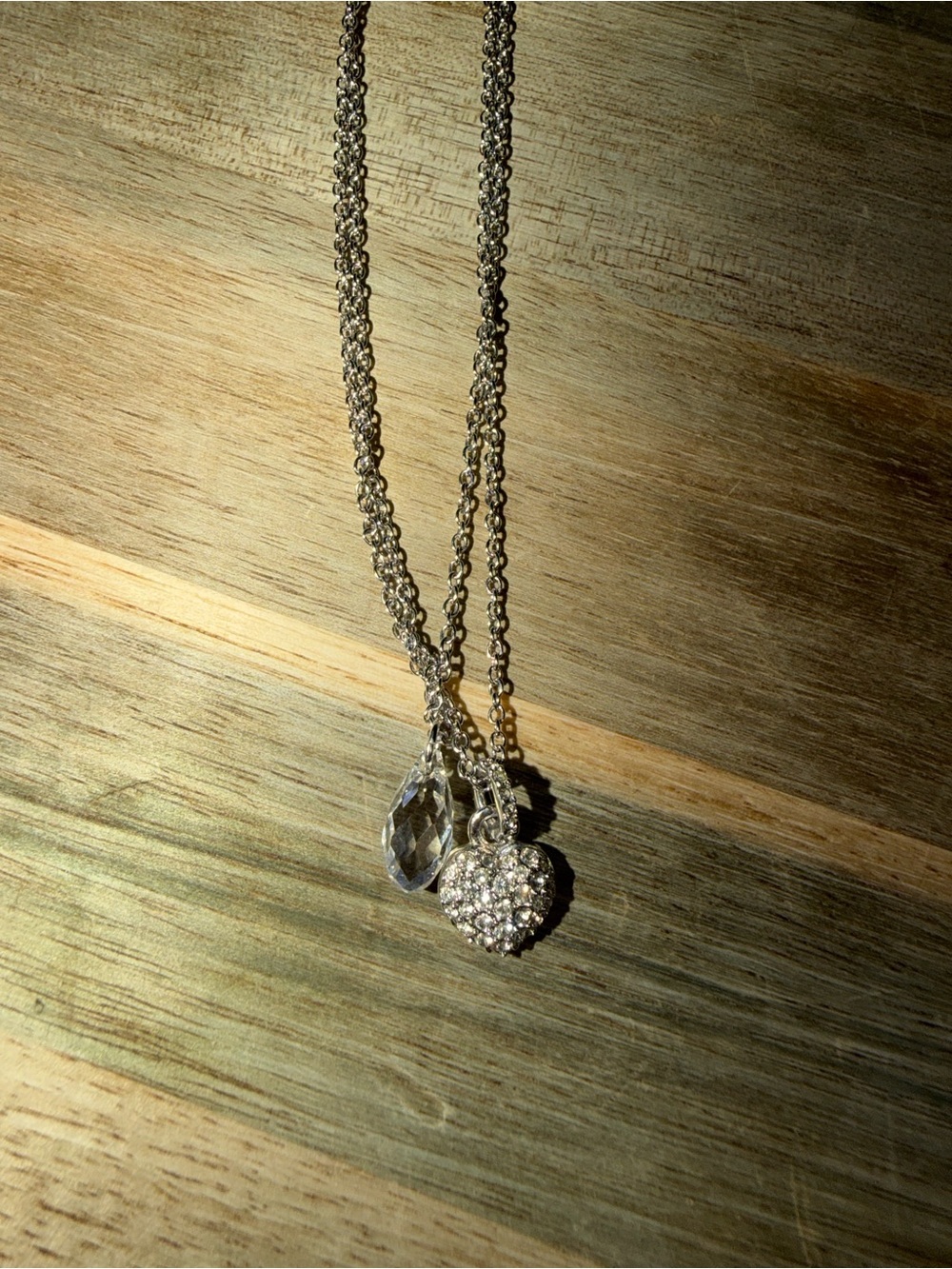 Swarovski Silver Heart Pendant Necklace with Clear Crystal Drop